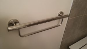 This beautiful grab bar also doubles as a towel bar. 